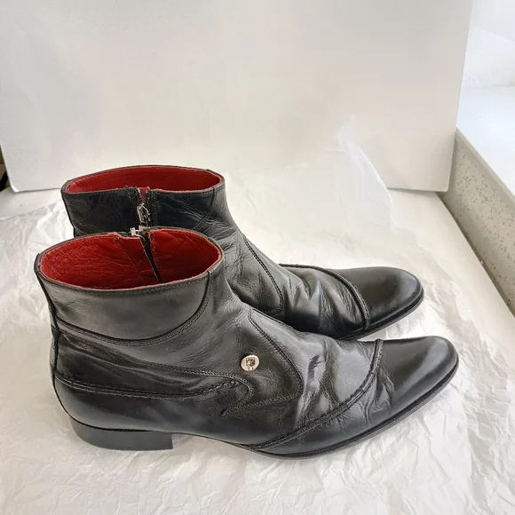 Jo ghost black leather  zip men\'s biker boots sz 41 Jo Ghost Black Python Strap Ankle Boots – Dudes Boutique main image 4